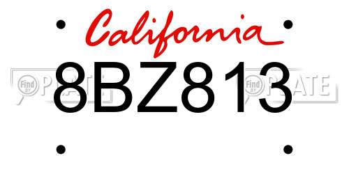 8BZ813 California License Plate