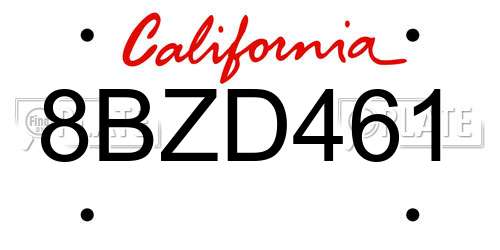8BZD461 California License Plate