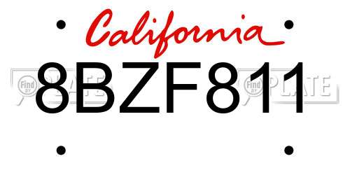 8BZF811 California License Plate