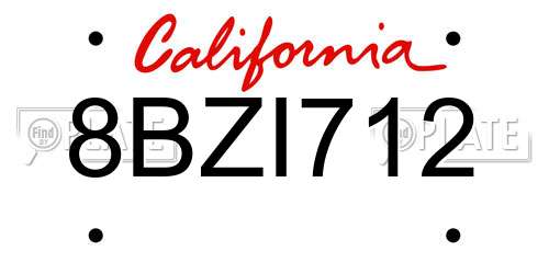 8BZI712 California License Plate