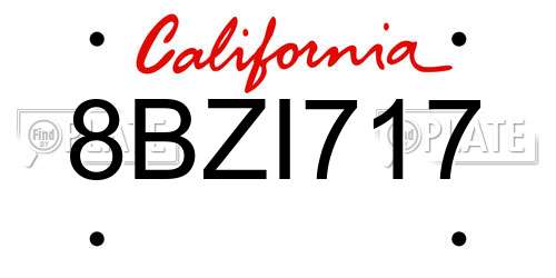 8BZI717 California License Plate