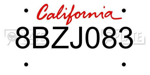 8BZJ083 California License Plate