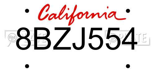 8BZJ554 California License Plate