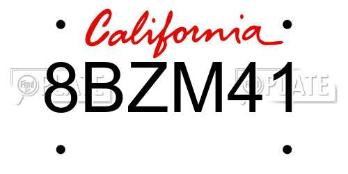 8BZM41 California License Plate
