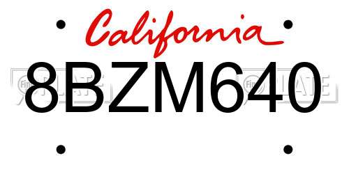 8BZM640 California License Plate
