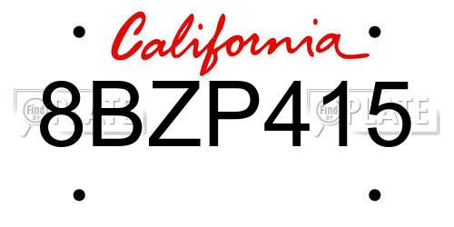 8BZP415 California License Plate