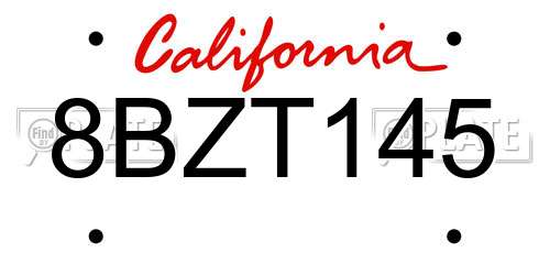 8BZT145 California License Plate