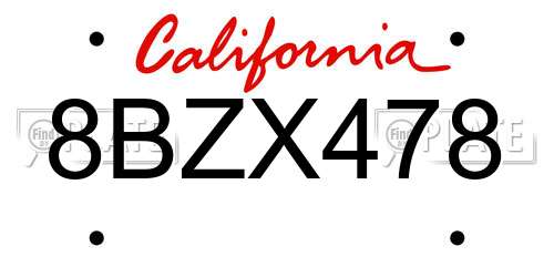 8BZX478 California License Plate
