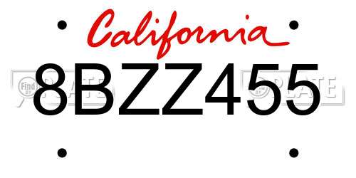 8BZZ455 California License Plate