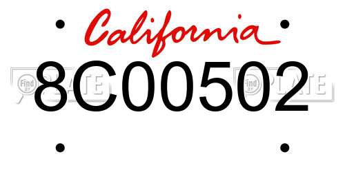 8C00502 California License Plate
