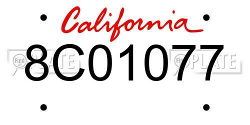 8C01077 California License Plate
