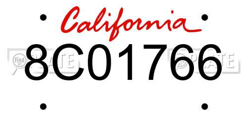 8C01766 California License Plate