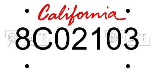 8C02103 California License Plate