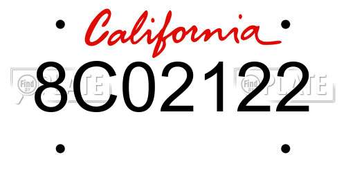 8C02122 California License Plate