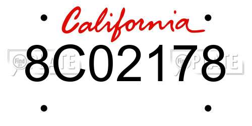 8C02178 California License Plate