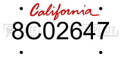 8C02647 California License Plate