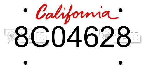 8C04628 California License Plate
