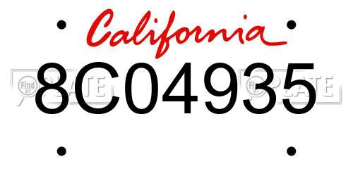 8C04935 California License Plate