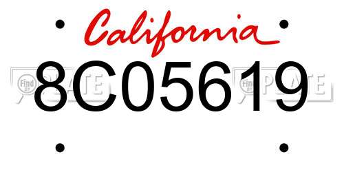 8C05619 California License Plate