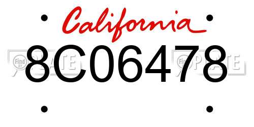 8C06478 California License Plate