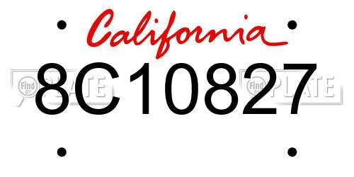 8C10827 California License Plate