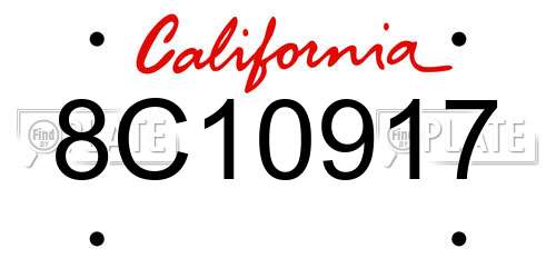 8C10917 California License Plate