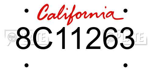 8C11263 California License Plate