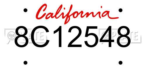 8C12548 California License Plate