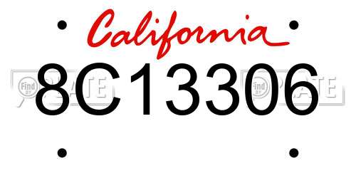 8C13306 California License Plate