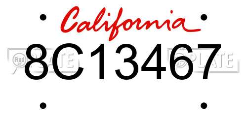 8C13467 California License Plate