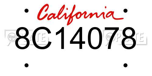 8C14078 California License Plate