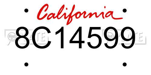 8C14599 California License Plate
