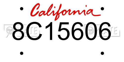 8C15606 California License Plate