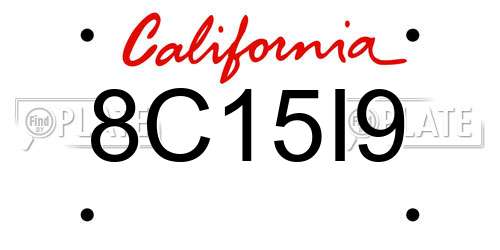 8C15I9 California License Plate