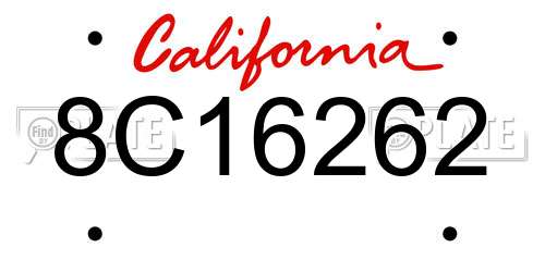 8C16262 California License Plate