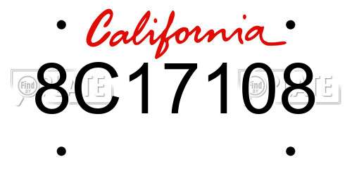 8C17108 California License Plate
