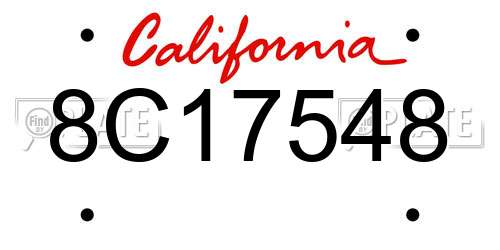 8C17548 California License Plate