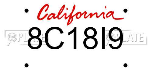 8C18I9 California License Plate