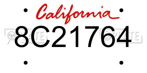 8C21764 California License Plate