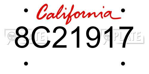 8C21917 California License Plate