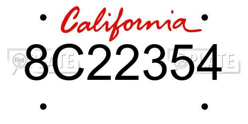 8C22354 California License Plate
