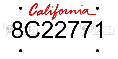 8C22771 California License Plate
