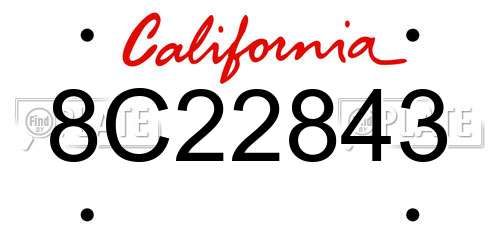 8C22843 California License Plate