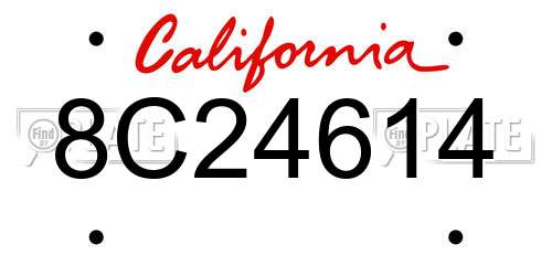 8C24614 California License Plate