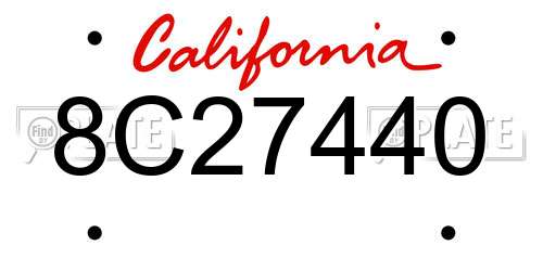 8C27440 California License Plate