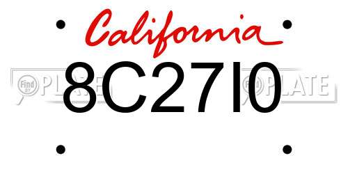 8C27I0 California License Plate