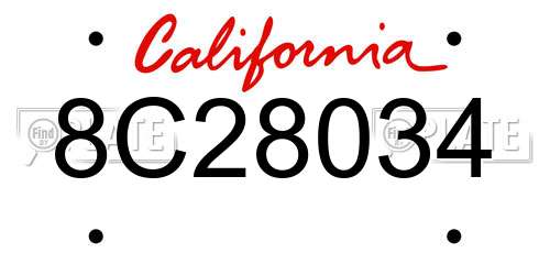 8C28034 California License Plate