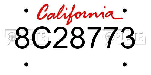 8C28773 California License Plate