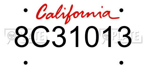 8C31013 California License Plate