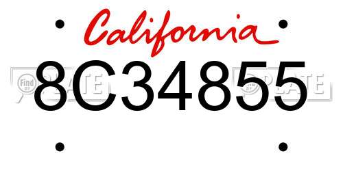 8C34855 California License Plate
